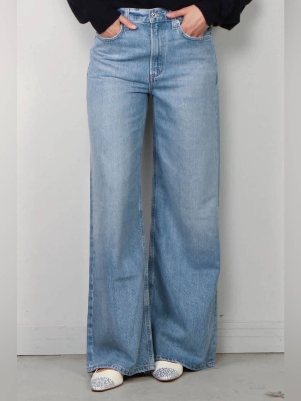 Citizens of Humanity Paloma Baggy Wide leg Jeans In Chalice size 24 high waisted